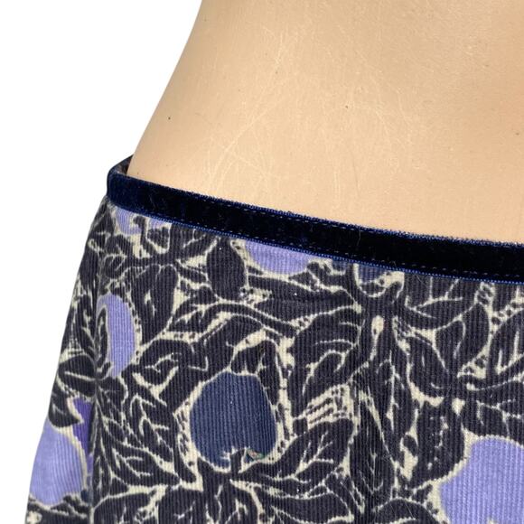 Seasalt Cornwall Blue Leaf Apple Print Corduroy A-line Midi Recital Skirt SZ 6 - Picture 4 of 10